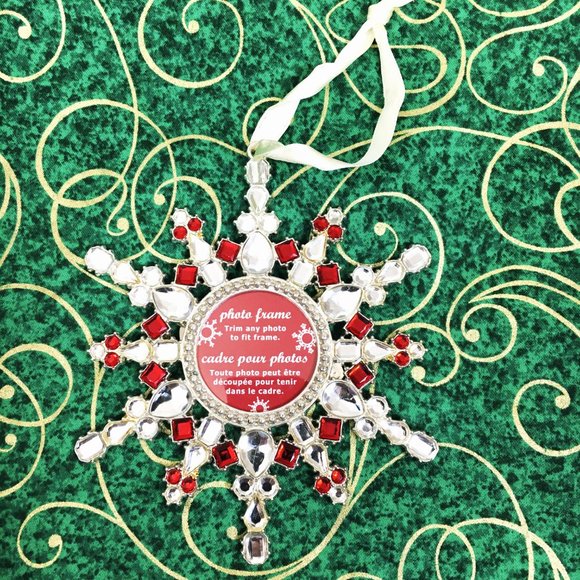 Snowflake Red White Jewels Photo Frame - Picture 1 of 7